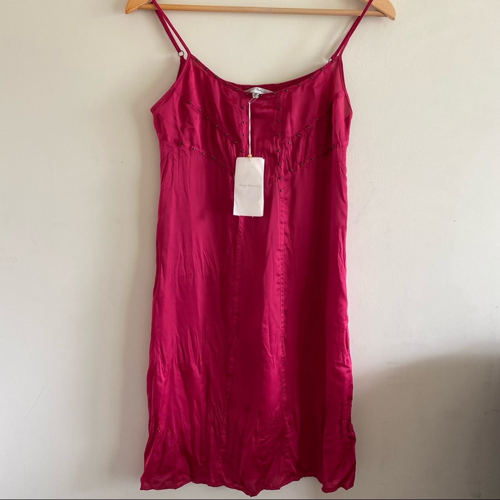 Eryn Brinie studded satin mini slip dress